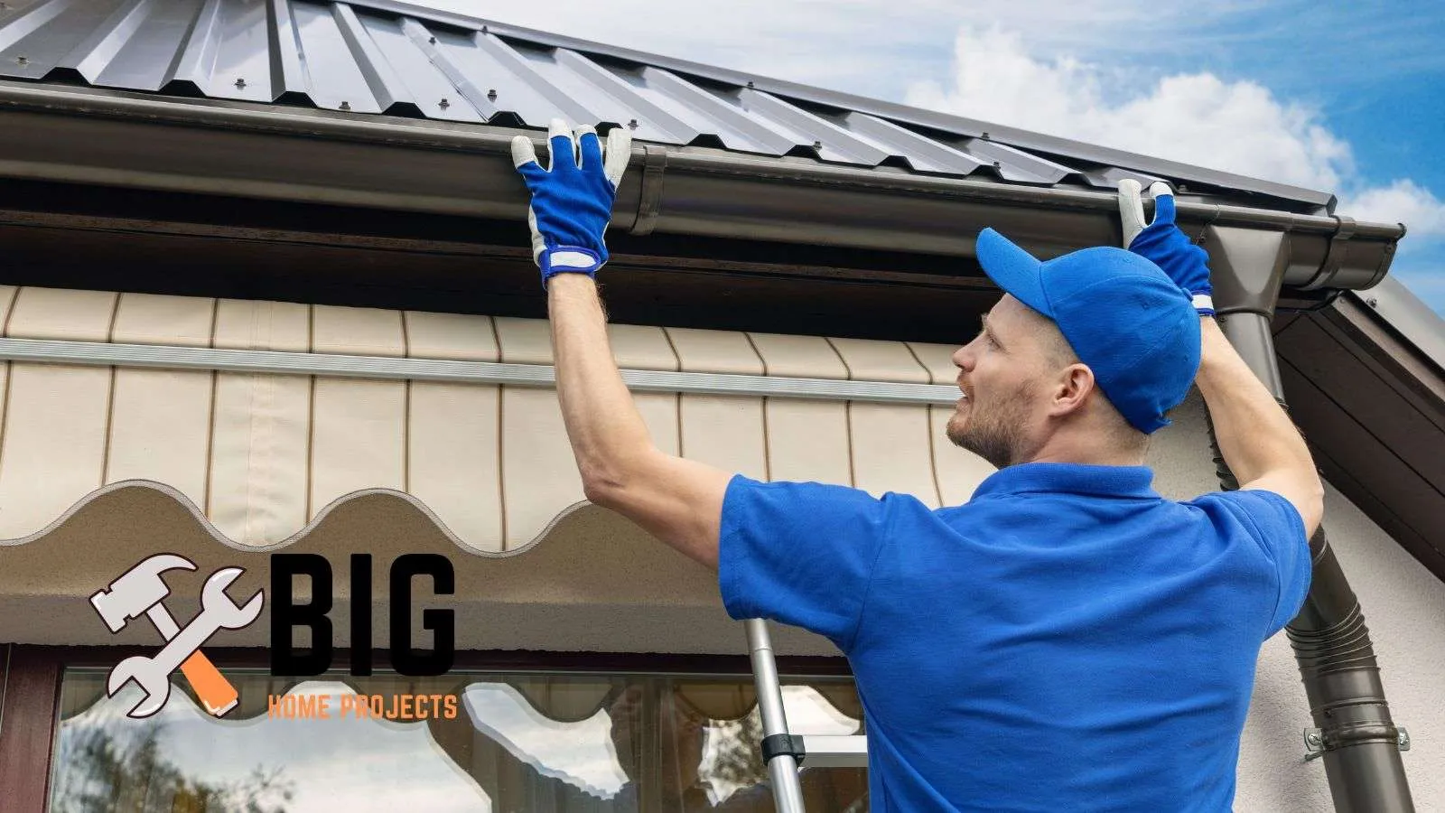 Man installing roofing gutters - bighomeprojects.com