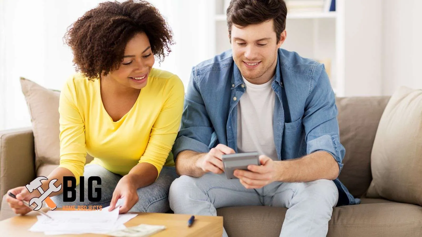 Couple looking at bill - bighomeprojects.com