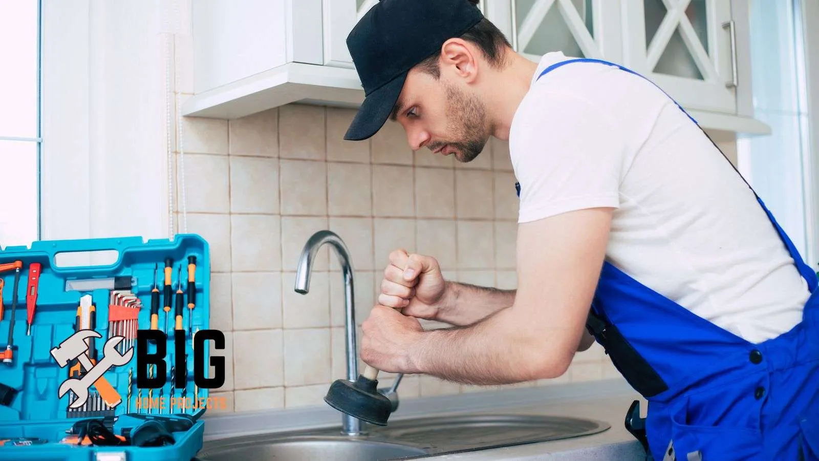 Plumber unclogging a drain - bighomeprojects.com