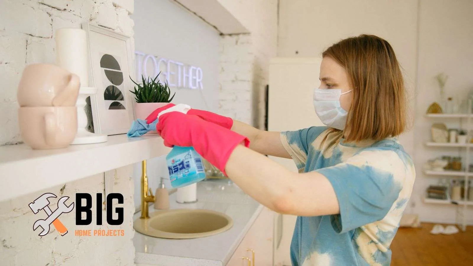 Girl cleaning up pollutants in the house - bighomeprojects.com