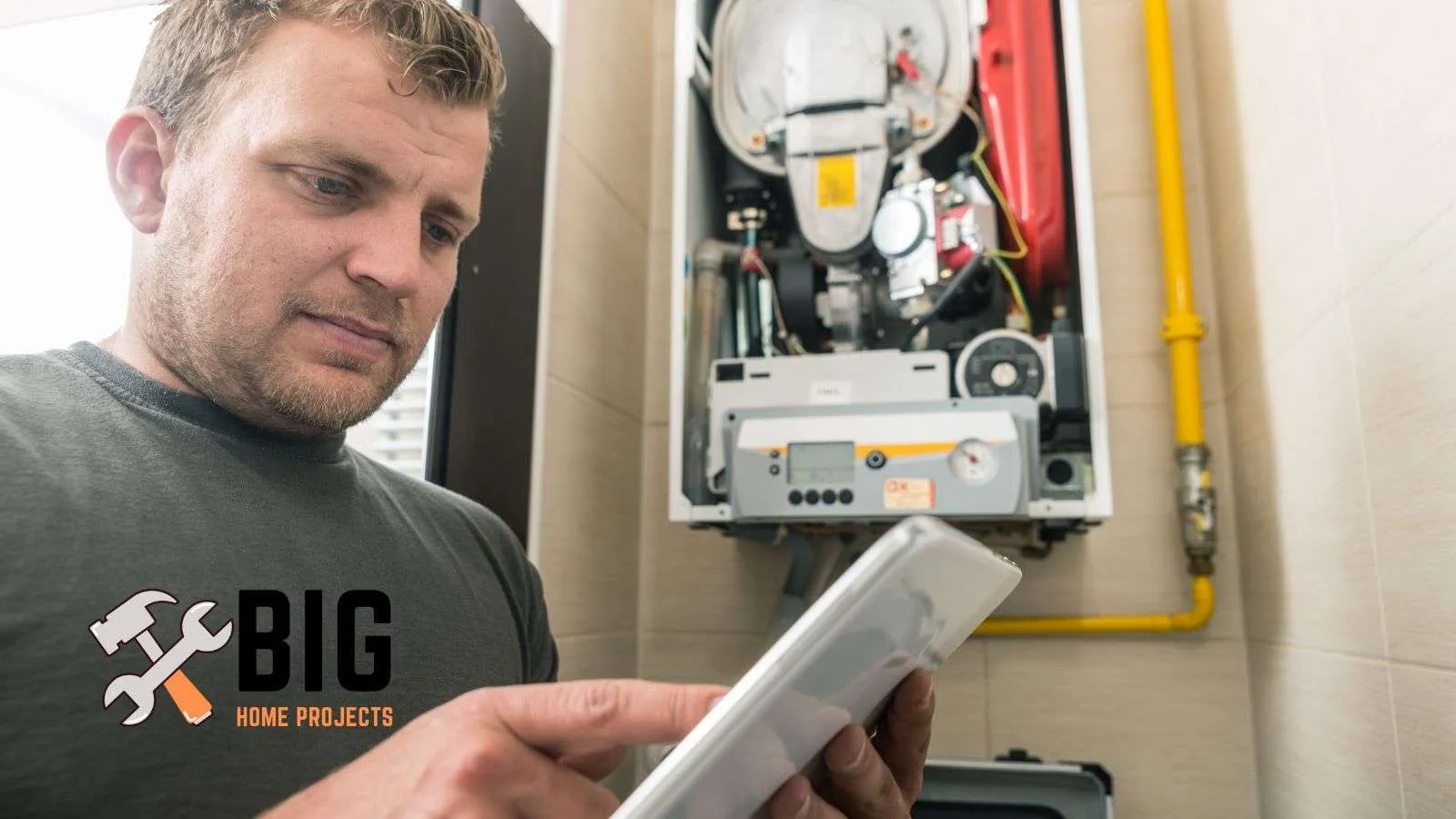 HVAC technician checking the sound of the furnace - bighomeprojects.com