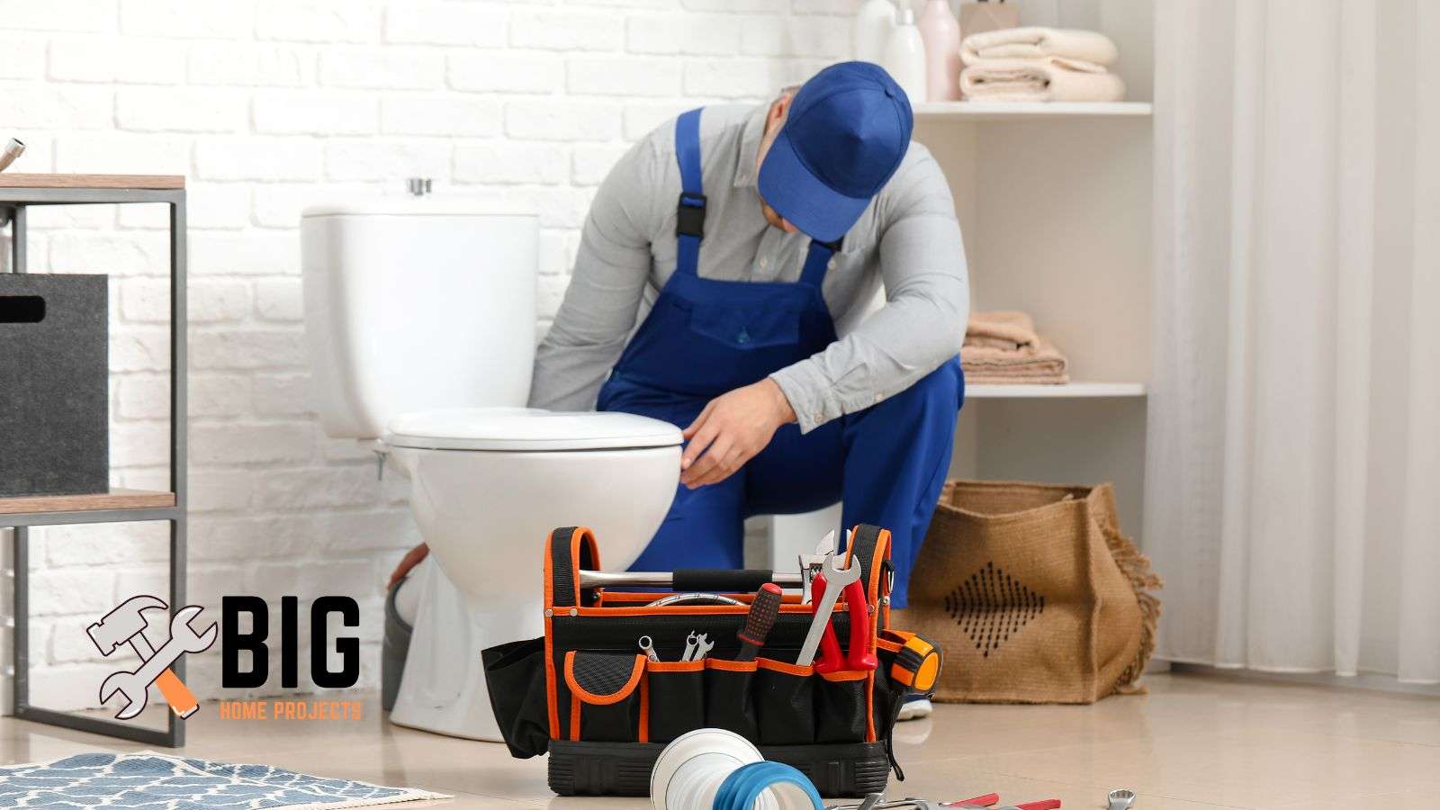 Plumber installing a toilet - bighomeprojects.com