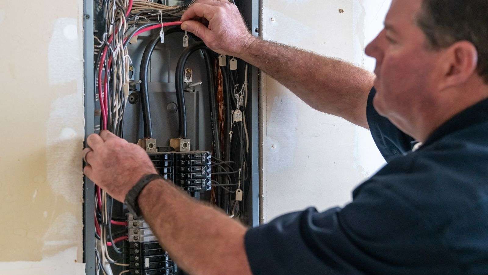 Man upgrading circuit breaker - bighomeprojects.com