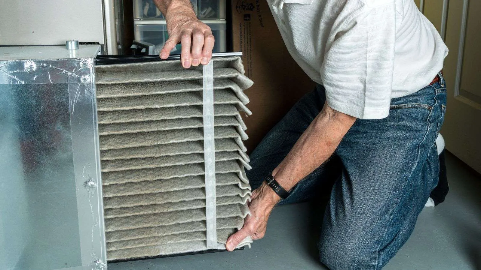 Really dirty furnace filter being replaced - bighomeprojects.com