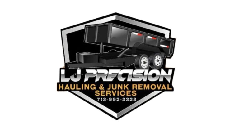 LJ precision hauling junk removal services logo 768x432
